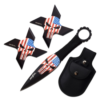 Perfect Point - Throwing Stars (Set of 2) and 1 Throwing Knife - PP-127-3B